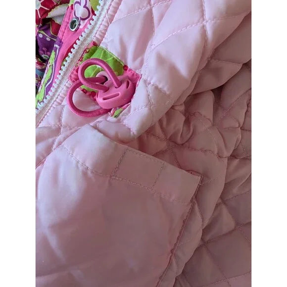 Hanna Andersson Insulated Ski Winter Jacket Coat Flower Print Pink EU 120/US 6-7 - Picture 6 of 13